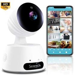 SereneLife Indoor Wireless IP Camera-HD 720p Network Security Surveillance Home Monitoring w/ Motion Detection, Night Vision,PTZ,2 Way Audio, iPhone Android Mobile App-PC WiFi Access- IPCAMHD30,White