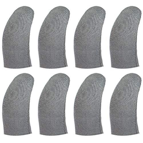Mobile Game Controller Finger Sleeves 8 Pack, Silver Fiber 0.01"(0.5mm) Ultra-Thin Touch Screen Finger Cot Breathable Anti-Sweat Cell Phone Finger Covers for PUBG/Call of Duty for iPhone Android
