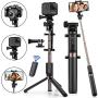 Selfie Stick Bluetooth, 4-in-1 Extendable Selfie Stick Tripod with Wireless Remote Shutter for iPhone 11/Pro Max/XS/Max/XR/X/8/8P/7/7P/6S, Galaxy S10/S9/S9 Plus/S8/S7/ S6/S5/Note 8, Huawei and More