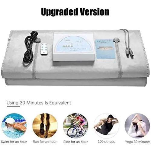 ETE ETMATE Sauna Blanket, 2 Zone Digital Heat Sauna Slimming Blanket, Upgraded Zipper Version Controller Body Shaper Weight Loss Anti Ageing Beauty Machine(Silver) ETE ETMATE Sauna Blanket, 2 Zone Digital Heat Sauna Slimming Blanket, Upgraded Zipper Version Controller Body Shaper Weight Loss Anti Ageing Beauty Machine(Silver)