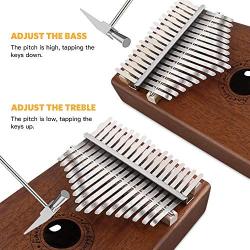 Kalimba 17 Key Thumb Piano, Mbira Mahogany and Ore Metal Tines Finger Piano, Portable Musical Instrument Gifts for Kids and Adults Beginners by FINETHER