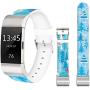 Christmas Bands for Fitbit Charge 3,Jolook Replacement Leather Woman Man Bands Straps for Fitbit Charge 3/Charge 3 SE - Blue Christmas Bands