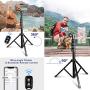 62” Selfie Stick Tripod, Integrated, Torjim Portable Phone Tripod with Phone Holder, Bluetooth Remote for iOS & Android, Tripod Stand Perfect for Camera & GoPro with 360°Tripod Head and GoPro Adapter