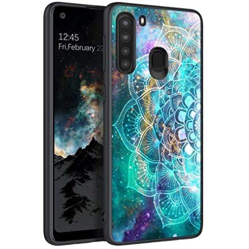 BENTOBEN Galaxy A21 Case, Slim Fit Glow in The Dark Shockproof Protective Hybrid Hard PC Soft TPU Bumper Cover Phone Cases for Samsung Galaxy A21 (2020 Release), Mandala in Galaxy