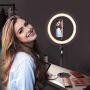 10" LED Ring Light with Tripod Stand & Dimmable Brightness, Selfie Ring Light with Phone Holder for Live Streaming, Makeup, YouTube, Photography Compatible with iPhone & Android