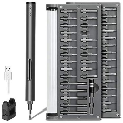 POWERGIANT Mini Electric Screwdriver, Small Portable Cordless Power Screwdriver Set with 55 Precision Bits & LED Light & Magnetic Mat, Handy Repair Tool for Phone Watch Camera Laptop