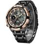 GOLDEN HOUR Luxury Stainless Steel Analog Digital Watches for Men Male Outdoor Sport Waterproof Big Heavy Wristwatch