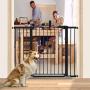 KingSo 48.8" W x 36" H Baby Gate Extra Tall Wide Large Dog Gate Auto Close Safety Gate Durable Walk Thru Child Gate for Stairs Doorways. Include 4 Pressure Bolts, 2.75", 5.5" & 8.25" Extension, Black