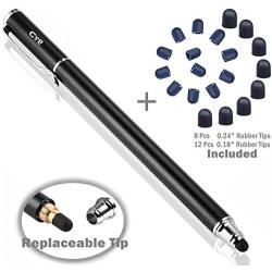 Bargains Depot 2-in-1 Stylus Touch Screen Pen for iPhone, Ipad, iPod, Tablet, Galaxy and More with 20Pcs Rubber Tips (Black)