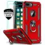 iPhone 8 Plus Case, iPhone 7 Plus Case, iPhone 6 Plus Case with Tempered Glass Screen Protector [2Pack], LeYi Military Grade Phone Case with Rotating Holder Kickstand for Apple iPhone 6s Plus, Red