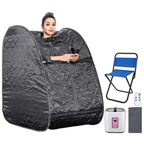 Portable Home 2L Steam Sauna with Remote Control,Indoor Foldable Steam Sauna Tent Spa Pot Loss Weight Detox Relaxation (with Foldable Chair& Timer) (Gray) Portable Home 2L Steam Sauna with Remote Control,Indoor Foldable Steam Sauna Tent Spa Pot Loss Weight Detox Relaxation (with Foldable Chair& Timer) (Gray)