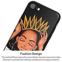 XIX Apple iPhone 7 Case Apple iPhone 8 Case Apple iPhone SE 2020 case African American Afro Girls Women Slim Fit Shockproof Bumper Cell Phone Accessories Thin Soft Black TPU Protective (09)