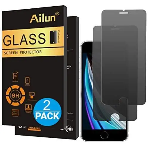 Ailun Privacy Tempered Glass Screen Protector for Apple iPhone SE 2020 2nd Generation, 2PackTempered Glass 0.33mm, Anti-Scratch Case Friendly