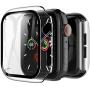 LK [2 Pack] Tempered Glass Case for Apple Watch 44mm Series 5/4 Built-in Tempered Glass Screen Protector, Hard PC Protector Cover for iWatch 44mm (Clear)