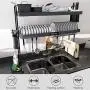 Over Sink Dish Drying Rack, Boosiny 2 Tier Stainless Steel Expandable Kitchen Dish Rack (27.5 - 33.5), Adjustable Large Dish Drainer Shelf with Utensil Holder, Over the Sink Storage Rack Organizer Over Sink Dish Drying Rack, Boosiny 2 Tier Stainless Steel Expandable Kitchen Dish Rack (27.5 - 33.5), Adjustable Large Dish Drainer Shelf with Utensil Holder, Over the Sink Storage Rack Organizer