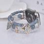 V-MORO Bracelet Compatible with Series 5 Apple Watch Bands 40mm/38mm Women Fashion Handmade Elastic Stretch Beads Strap Replacement for iWatch Series 4/3/2/1 38mm/40mm Girls Blue White