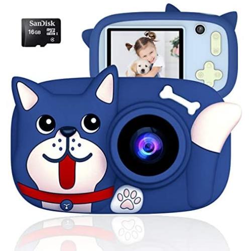 QUELLANCE Kids Camera, Digital Camera for Kids 15.0MP 2.4 Inch HD Shockproof Camera, Kids Video Camera with 16 GB Memory Card, Mini Kids Camcorder (1920x1080P) Camera Gifts for Girls Boys, Blue