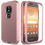 AMENQ Moto E5 Cruise Case, Moto E5 Play/Moto E5 Go Case Heavy Duty Shockproof with Rugged Hard PC and TPU Bumper Protective Armor Phone Cover for Motorola Moto E Play (5th Gen) 2018 (Rose Gold)