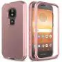 AMENQ Moto E5 Cruise Case, Moto E5 Play/Moto E5 Go Case Heavy Duty Shockproof with Rugged Hard PC and TPU Bumper Protective Armor Phone Cover for Motorola Moto E Play (5th Gen) 2018 (Rose Gold)