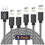 iPhone Charger, Xilsn MFi Certified Lightning Cable [5Pack-3/3/6/6/10FT] Nylon Braided Charging Cord Syncing Data USB Cable Compatible with iPhone 11 Pro Max XS XR X 8 7 6S 6 Plus SE 5S 5C 5 iPad