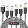 iPhone Charger, Xilsn MFi Certified Lightning Cable [5Pack-3/3/6/6/10FT] Nylon Braided Charging Cord Syncing Data USB Cable Compatible with iPhone 11 Pro Max XS XR X 8 7 6S 6 Plus SE 5S 5C 5 iPad