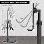 Cell Phone Stand,Phone Holder for Desk Adjustable Tablet Stand Compatible with iPhone and All Smartphone (Black)