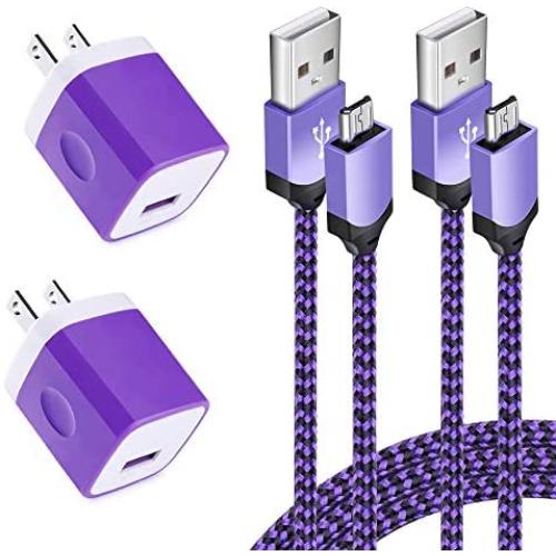 USB Charging Block Micro Cable,Embink USB Wall Charger Box Cube Plug 6Ft Nylon Braided Android Charger Cable Cord for Samsung Galaxy S7 Edge S6 Edge Note 4 LG Stylo 3 2 K30 K20,Moto X,HTC