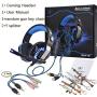 Gaming Headset for Xbox One,PS4,PC,Laptop,Tablet with Mic,Pro Over Ear Headphones,Two Free 3.5mm Y Splitter,Noise Canceling,USB Led Light,Stereo Bass Surround for Kids,Mac,Smartphones