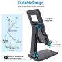 Cell Phone Stand Desk, Desktop Foldable Tablet Stand, Smartphone Office Meeting Dock, Charging Port Phone Holder Desk, Sturdy Anti-Falling Fold Travel Bracket Mobile Lift Cradle Accessories