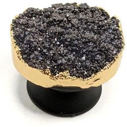 Crystal Phone Grip & Stand: Sparkly Textured Glitter Geode Black Druzy Healing Natural Stone Crystal Phone Accessory…