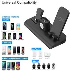 Wireless Charger for iPhone, Wireless Charging Stand for AirPods and Apple Watch, 4 in 1 Apple Charging Station Qi 7.5 W/10W Fast Charging Pad Compatible with iPhone 11/11 Pro/8/8 Plus/Xs MAX/XS/XR