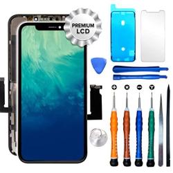 Ace Tech Compatible with iPhone XR LCD Screen Replacement 6.1 inch (Model A1984, A2105, A2106, A2108) Touch Display digitizer Repair kit Assembly Metal Backplate preinstalled