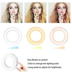 Selfie Ring Light, MercuryGo Rechargeable Portable Clip on 40 LED Circle Light with 3 Light Modes for iPhone/Android Smart Phone Photography, Camera Video Recording, Vlog