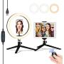 JACKYLED 10" Selfie Ring Light with 2 Tripod Stand & 2 Phone Holder for Makeup Live Stream Dimmable Ring Light Kit Remote Shutter for Photography Compatible for iPad/iPhone/Android