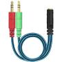 MillSO Headset Splitter 3.5mm CTIA Jack Headset Adapter Mic and Audio Headphone Splitter Cable with Separate Microphone and Headphone Connector for Gaming Headset to PC - 8inch/20CM Blue