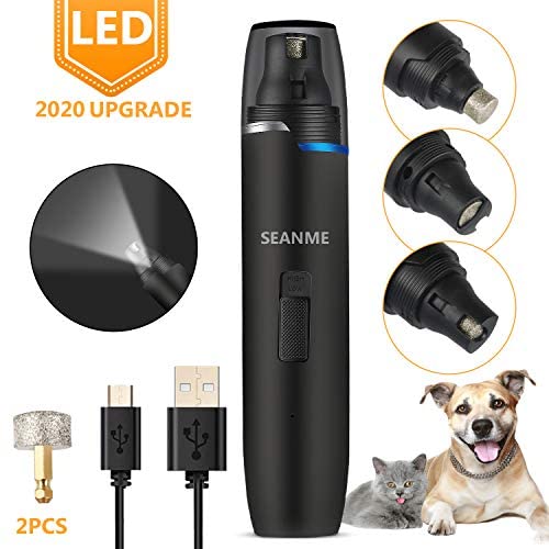 Seanme Dog Nail Grinder with LED Light, Professional Dog Nail Grooming 2-Speed Electric Pet Nail Trimmer Painless Paws Rechargeable Dog Claw Care for Small/Medium/Large Dogs & Cats & Rabbits