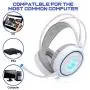 Dland Gaming Headset with Mic and Changeable LED Light for Laptop,Computer, Cellphone, PS4 and Xbox, 3.5mm Wired Noise Isolations Gaming Headphones with Volume Control-White Dland Gaming Headset with Mic and Changeable LED Light for Laptop,Computer, Cellphone, PS4 and Xbox, 3.5mm Wired Noise Isolations Gaming Headphones with Volume Control-White