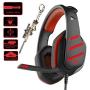 Pro Gaming Headset for PC PS4 Xbox One Surround Sound Over-Ear Headphones with Mic LED Light Bass Surround Soft Memory Earmuffs for Computer Laptop Switch Games Kid’s Boy’s Teen’s Gifts