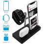 Macally Airpod iPhone and Watch Charging Station - Cable Management for Your Nightstand or Desk - Compatible with All iPhone iWatch & Airpod Series Using OEM Cables - 3 in 1 iPhone Charging Station