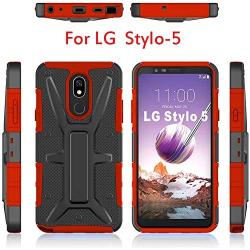 HNHYGETE Designed for LG STYLO 5 Plus(2019) Case,LG Stylo 5 Cell Phone Case,Dual Layer Heavy Duty Non Slip Shockproof Bumper Rugged Protective Cover (red)