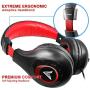 Gaming Headset,DLAND 3.5mm Wired Bass Stereo Noise Isolation Gaming Headphones for Online Gaming with Mic for Laptop Computer, Cellphone, PS4 and so on- Volume Control (Black and Red)