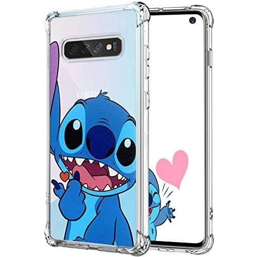 Lupct for Samsung S10 Case, Soft TPU Protective Shockproof Cartoon Cute Mobile Phone Heart Stitch Fashion Design Cover Skin Slim Fit Funny Fun Ultra-Thin Bumper Clear Shell for Samsung Galaxy S10