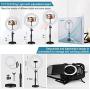 NovoLido 10.2" LED Selfie Ring Light with Desktop Stand Adjustable & Phone Holder for Makeup/Live Stream/YouTube Video/Photography, 3 Color Modes & 10 Brightness, Bluetooth Remote, 360° Rotation