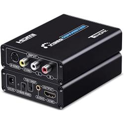 Tendak 3RCA AV CVBS Composite & S-Video R/L Audio to HDMI Converter Adapter Support 720P/1080P with 3RCA S-Video Cable for NES SNES N64 PS2 PS3 HDTV