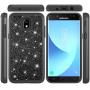 Galaxy J3 Achieve Case,Galaxy J3 2018/J3 Star/Express Prime3/Amp Prime3 Glitter Case,Luxury Glitter Sparkle Bling Case,Hybrid PC Silicone Faux Leather Cover,Dual Layer Armor Phone Case Black