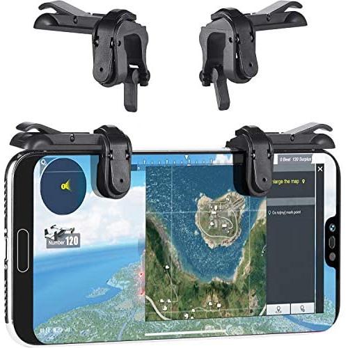 TecUnite 2 Pairs of Mobile Game Controller Sensitive Shoot and Aim Buttons L1R1 for PUBG, Rules of Survival, Knives Out, PUBG Mobile Game Joystick, Cell Phone Game Controllers for Android iOS