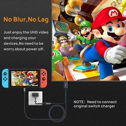 USB C to HDMI Cable for Nintendo Switch, iNassen 6ft 4K@60Hz Type-C HDMI Female Adapter with 60W PD Powering Cable Thunderbolt 3 Compatible with MacBook Pro,iPad Pro,Pixel Book,XPS,Galaxy and More