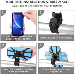 Bike & Motorcycle Phone Mount, 360° Rotatable Bicycle & Motorcycle Handlebar Cell Phone Holder Universal fit for iPhone, Samsung or Any Smartphone (Other 4.5-7.5" Phones).