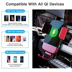 Wireless Car Charger, CTYBB Qi Auto-Clamping Air Vent Dashboard Car Phone Holder & QC3.0 Car Charger, 10W Compatible for Galaxy S10/S10+/S9,Charging for iPhone 11/11 Pro/11 Pro Max/XSMax/XS/XR/X/8P/8