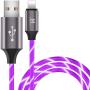 LED Phone Charger Cable - 6.5ft Light Up Visible Flowing Charger Charging Cord Compatible with 11 Pro Max XS XR X 8 7 6S 6 Plus 5S 5 (Purple)